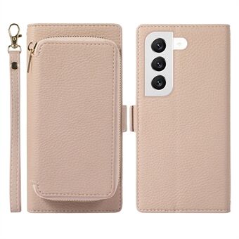 2-in-1 magnetische telefoonhoes voor Samsung Galaxy S23, PU lederen Litchi-textuur portemonnee telefoonhoes met ritssluiting kaarttas