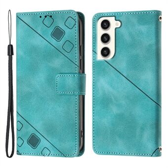 PT005 Huidvriendelijke Telefoon Case Voor Samsung Galaxy S23, YB Imprinting Series-6 Lederen Stand Portemonnee Beschermende Telefoon Cover