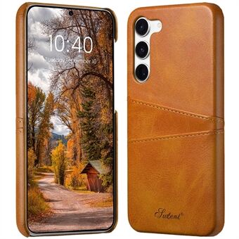 SUTENI Voor Samsung Galaxy S23 PU Leer Gecoat PC Telefoon Case Kalf Textuur Drop-proof Cover met Kaartsleuven