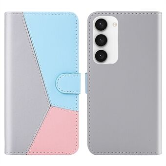 Schokbestendig telefoonhoesje voor Samsung Galaxy S23, Tri-color splicing flip lederen telefoon portemonnee cover Stand