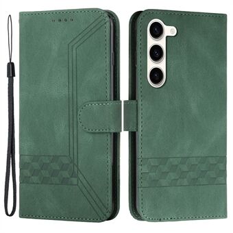 YX0010-serie voor Samsung Galaxy S23 PU lederen telefoon portemonnee hoes bedrukt Stand hoesje met riem