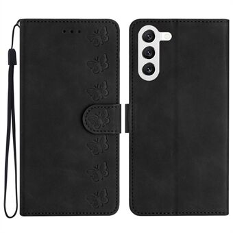 PU lederen telefoonhoes voor Samsung Galaxy S23 met vlinder bedrukte Stand Shell Wallet Flip Cover