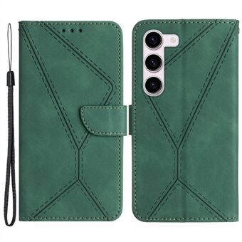 HT05 Schokbestendig telefoonhoesje voor Samsung Galaxy S23 Skin-touch PU-lederen portemonnee-hoes met riem