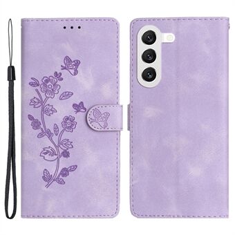 Voor Samsung Galaxy S23 Flip Stand Telefoonhoesje Bloem bedrukt PU lederen portemonnee hoes