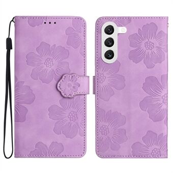 Voor Samsung Galaxy S23 Bloemen bedrukt lederen telefoonhoesje Stand Wallet Drop-proof Shell