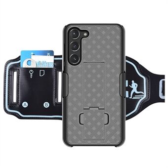 Voor Samsung Galaxy S23 Telefoon Kickstand Case Kaarthouder Hard PC Cover met Nylon Sport Armband