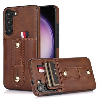 Voor Samsung Galaxy S23 Retro kaarthouder Case PU-leer gecoate TPU-telefoonhoes met standaard