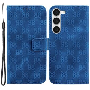 Voor Samsung Galaxy S23 Double 8-Shape Imprint Phone Leather Case Wallet Stand Cover met riem