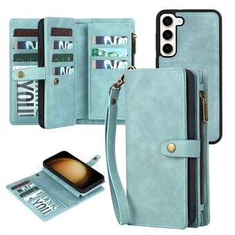 MEGSHI H1-serie voor Samsung Galaxy S23 Afneembare 2-in-1 Anti-val Portemonnee Case Leren Telefoonhoesje met Polsband.