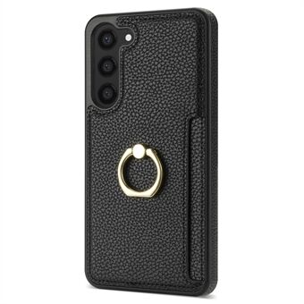 Voor Samsung Galaxy S23 Ring Kickstand Anti-drop Telefoonhoesje PU Leather+TPU Beschermingscover