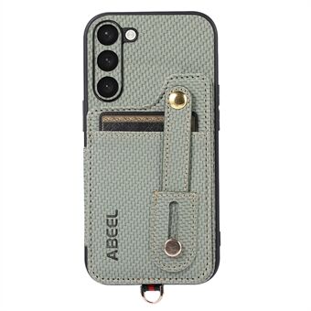 ABEEL Stijl 01 RFID Blokkerende Schokbestendige Hoes voor Samsung Galaxy S23 Standfunctie Koolstofvezel Textuur PU+TPU Telefoonhoes