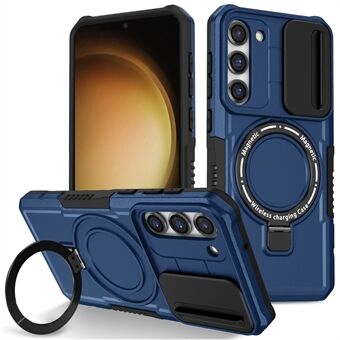 Voor Samsung Galaxy S23 Hoesje Lensbescherming met Kickstand Magnetisch Telefoonhoesje