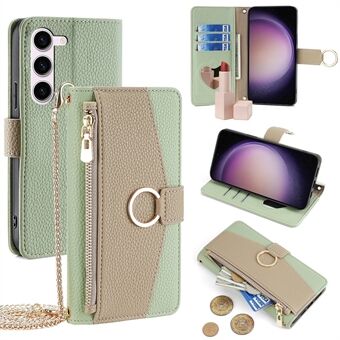 Voor Samsung Galaxy S23 Wallet Case PU Leren Crossbody Telefoontas met Spiegeldesign