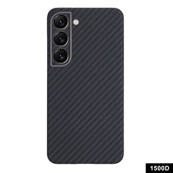 Voor Samsung Galaxy S23 Aramid Fiber Case 1500D-textuur Dunne Telefoonhoes met Metalen Lens Frame, Zwart.