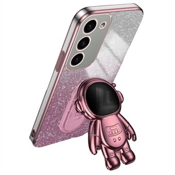 Voor Samsung Galaxy S23 Hoesje PC+TPU Astronaut Kickstand Electroplating Telefoonhoesje