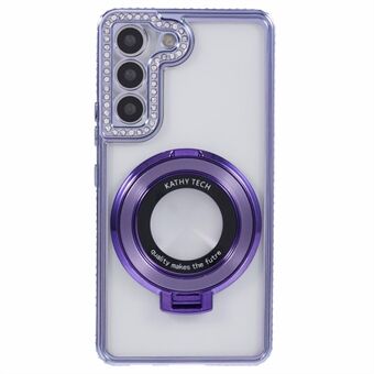 Voor Samsung Galaxy S23 Telefoonhoesje TPU Rhinestones Decor Case met Ring Kickstand.