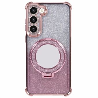 Voor Samsung Galaxy S23+ Hoesje Glitter Verloop TPU Telefoonhoes Ringhouder Spiegel