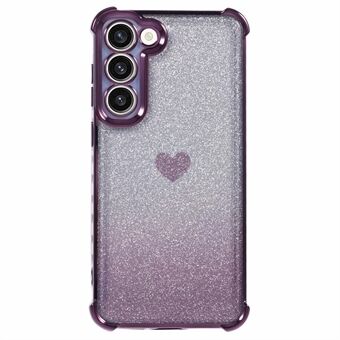 Voor Samsung Galaxy S23+ hoesje Glitter Gradiënt TPU Telefoonhoesje Hartpatroon Versterkte Hoeken