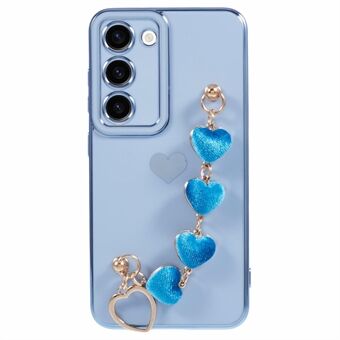 Voor Samsung Galaxy S23+ Telefoonhoesje Beschermende Zachte TPU Cover met Hartkettingriem