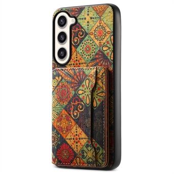 Voor Samsung Galaxy S23+ Hoesje met Bloemenpatroon, Kaartsleuf en Opklapbare Stand-Zwart