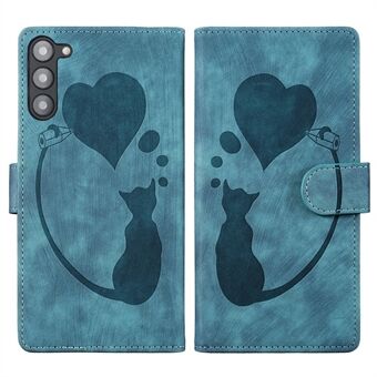 Voor Samsung Galaxy S23+ Portemonnee Hoesje Schattig Kattenafdruk PU Leren Flip Telefoonhoesje