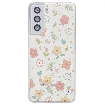 Voor Samsung Galaxy S23+ Hoesje Bloemenpatroon TPU Glitter Telefoonhoesje