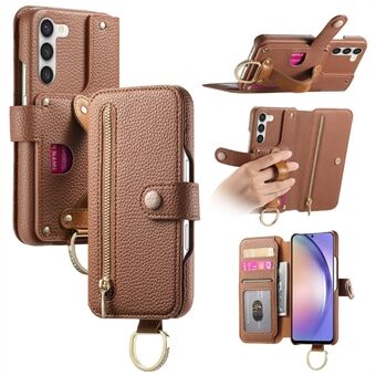Voor Samsung Galaxy S23+ Hoes RFID Blokkerende Rits Portemonnee PU Lederen Mobiele Hoes