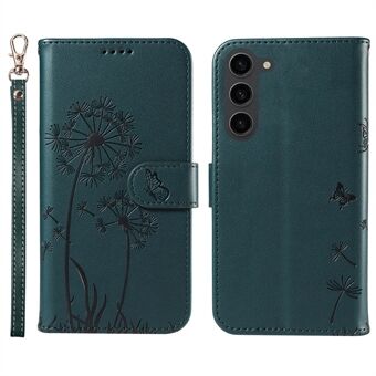 Voor Samsung Galaxy S23+ Leren Hoesje Portemonnee Telefoonhoesje Met Paardenbloem Inprint