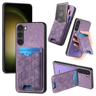 Voor Samsung Galaxy S23+ Hoesje Bedrukt Patroon Kaartenhouder Kickstand Leren Achterkant Cover