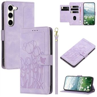 Voor Samsung Galaxy S23+ Hoes Tulpen Lederen Telefoonhoes met 5 Kaartsleuven Portemonnee