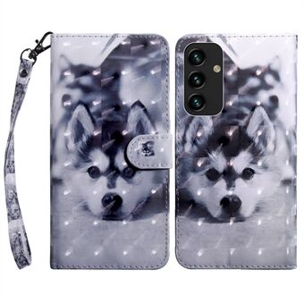 Voor Samsung Galaxy S23+ PU-leer 3D-patroon afdrukken Schokbestendig hoesje Opvouwbare Stand Telefoon portemonnee hoes met polsband