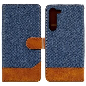 Voor Samsung Galaxy S23+ Kalfstextuur PU-leer Splicing Jeans Doek Telefoonhoes Stand Portemonnee Folio Flip Case