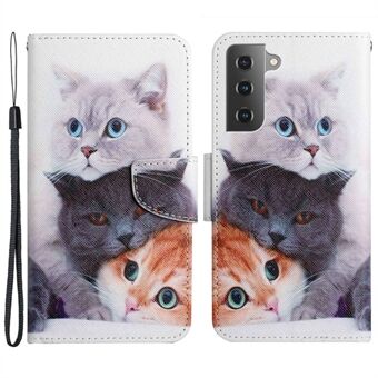 Voor Samsung Galaxy S23+ Cross Texture PU-leer Schokbestendig telefoonhoesje Patroondruk Stand Folio Flip Cover