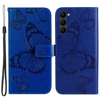 KT Imprinting Flower Series-2 telefoonhoesje voor Samsung Galaxy S23+, anti- Scratch PU-leer bedrukt vlinderpatroon Stand portemonnee mobiele telefoonhoes