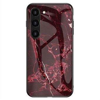 Voor Samsung Galaxy S23+ Marmeren Patroon Afdrukken Gehard Glas Achterkant van de behuizing Schokbestendige PC + TPU Frame Scratch Telefoonhoesje