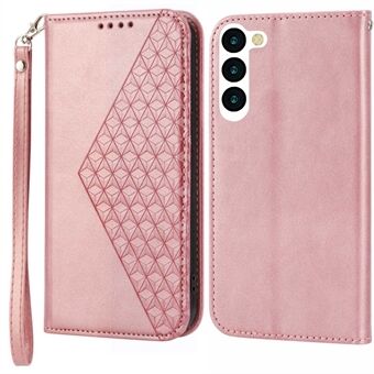 Voor Samsung Galaxy S23+ Kalftextuur Bedrukt Rhombus PU lederen tas Portemonnee Folio Flip Telefoon Stand Cover met riem