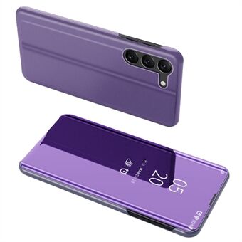 Voor Samsung Galaxy S23+ Kijkvenster PU-lederen hoes Stand Feature Spiegel Galvaniserende telefoonhoesbeschermer