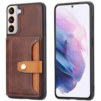 Voor Samsung Galaxy S23+ Kalftextuur Kleur Splitsing Valbestendig Telefoonhoesje Kaartsleuven Standaard PU-leer Gecoat TPU Smartphone Cover