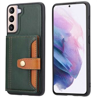 Voor Samsung Galaxy S23+ Kalftextuur Kleur Splitsing Valbestendig Telefoonhoesje Kaartsleuven Standaard PU-leer Gecoat TPU Smartphone Cover