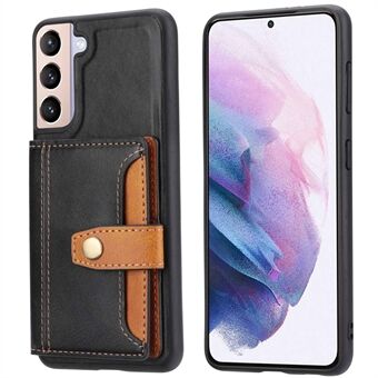 Voor Samsung Galaxy S23+ Kalftextuur Kleur Splitsing Valbestendig Telefoonhoesje Kaartsleuven Standaard PU-leer Gecoat TPU Smartphone Cover