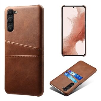 Voor Samsung Galaxy S23+ Dubbele kaartsleuven PU-leer gecoate pc-hoes Valbestendig beschermend telefoonhoesje