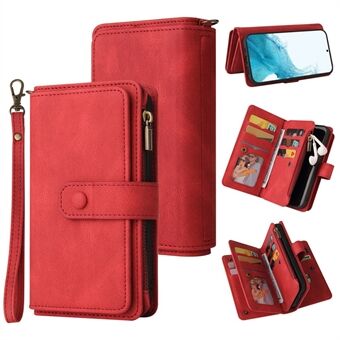 Voor Samsung Galaxy S23+ KT Multifunctionele Series-2 Valbestendige telefoonhoes, meerdere kaartsleuven Huidaanrakingsgevoel Stand Portemonnee Flip lederen tas met ritsvak