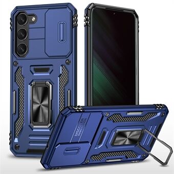 Armor Series voor Samsung Galaxy S23+ Kickstand Slagvaste PC + TPU Hybride Cover Beschermende telefoonhoes met schuifcamerabeschermer