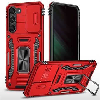 Armor Series voor Samsung Galaxy S23+ Kickstand Slagvaste PC + TPU Hybride Cover Beschermende telefoonhoes met schuifcamerabeschermer