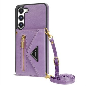 N.BEKUS voor Samsung Galaxy S23+ Anti- Scratch PU-leer gecoat TPU Cover Ritsvak Portemonnee Kickstand Telefoonhoesje met schouderband