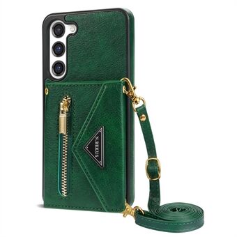 N.BEKUS voor Samsung Galaxy S23+ Anti- Scratch PU-leer gecoat TPU Cover Ritsvak Portemonnee Kickstand Telefoonhoesje met schouderband