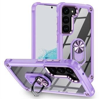 Voor Samsung Galaxy S23+ Galvaniserend ontwerp PC + TPU beschermhoes Metalen Ring standaard Schokbestendig Anti- Scratch Cover