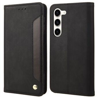 Voor Samsung Galaxy S23+ Valbestendig telefoonhoesje Huidvriendelijk PU-leer Magnetische kleursplitsende Stand Flip Wallet Cover