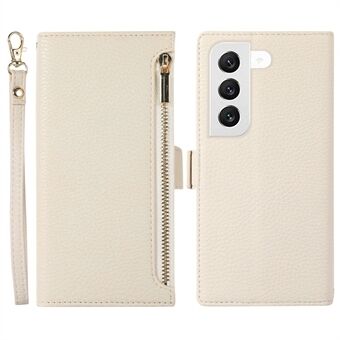 Voor Samsung Galaxy S23+ Volledige bescherming telefoonhoes Litchi textuur ritsvak Stand flip lederen portemonnee telefoonhoes met riem