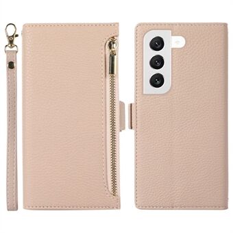 Voor Samsung Galaxy S23+ Volledige bescherming telefoonhoes Litchi textuur ritsvak Stand flip lederen portemonnee telefoonhoes met riem